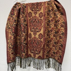 Brown Black Gold Pashmina Shawl Wrap Scarf 28" X 70"